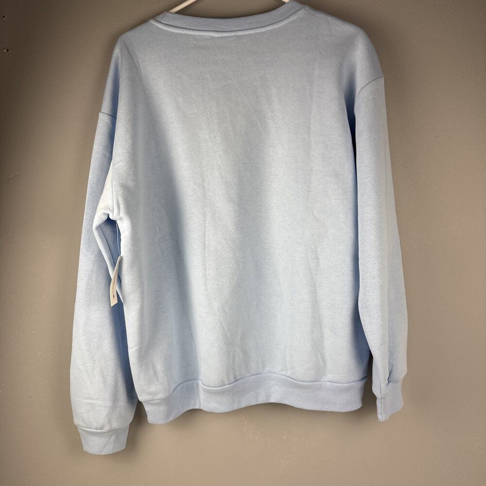 Disney Sweatshirt Womens XL Stitch Blue Hawaii Ohana Embroidered Crew Neck - Picture 5 of 7
